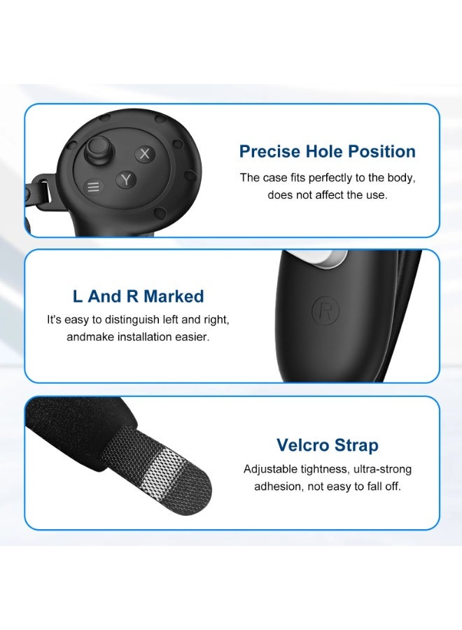 Black Silicone Protective Grip Cover for Meta Quest 3S Controllers | Anti-Slip with Adjustable Velcro Strap - Image 5