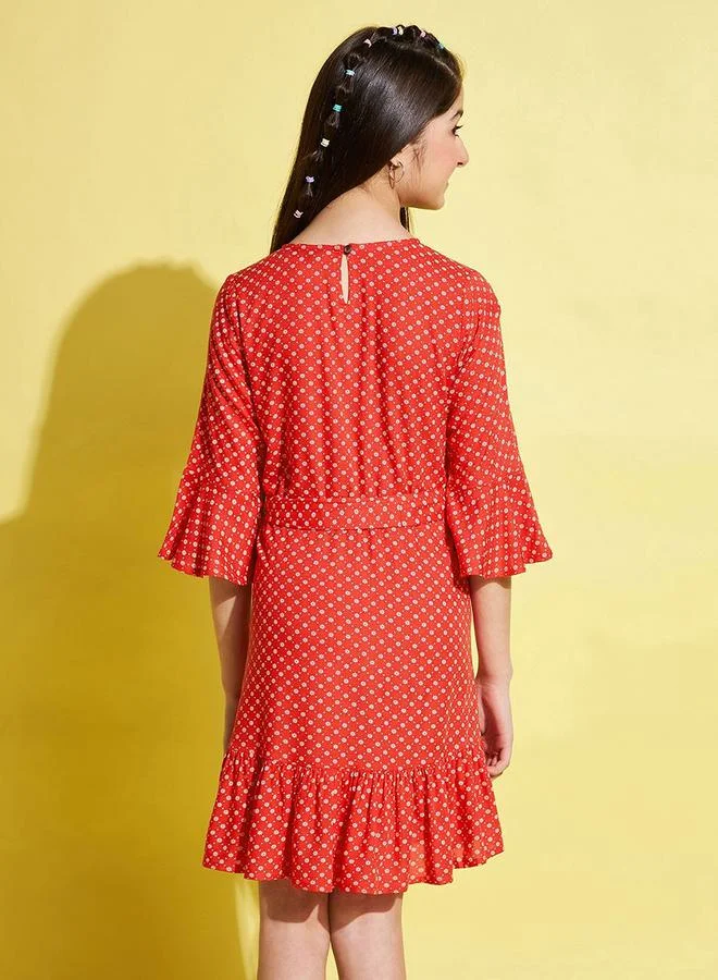ستايلو بج Ditsy Print Bell Sleeve Dress by Styli