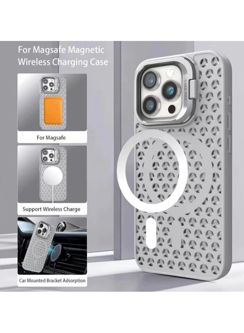 Casemate iPhone 14 Pro MagSafe Case Magnetic Silicone Case Compatible with iPhone Supports Magnetic Charging, Hollow Mesh Design for Heat Dissipation Ventilation and Camera Lens Holder Cover - Image 3