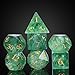 UDIXI Natural Gemstone Dice Set 7PCS Green Fluorite Crystal Stone DND Dice with Gift Case for Role Playing Games and Other Tabletop Games - Image 4