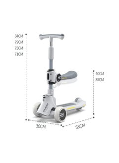 Nano Classic 5in1 Scooter for Kids - Wheel LED Lights, Adjustable Lean-to-Steer Handlebar, and Foldable Seat - Sit or Stand Ride with Brake Ages 1-12 Years Old  - Image 5