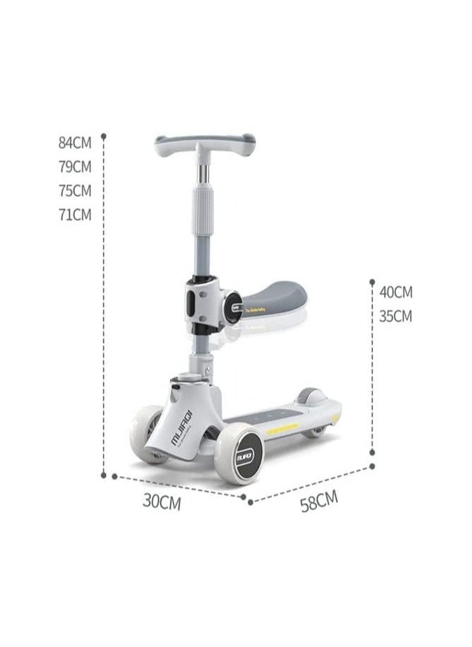 Nano Classic - 5in1 Scooter for Kids - Wheel LED Lights, Adjustable Lean-to-Steer Handlebar, and Foldable Seat - Sit or Stand Ride with Brake Ages 1-12 Years Old - Image 1