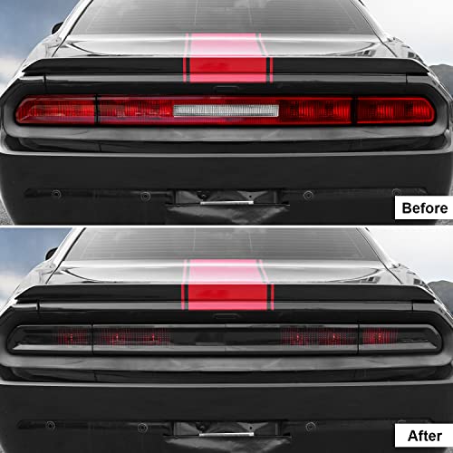 CheroCar TailLight Cover Tail Lamp Cover Guard Trim Bezel Frame Decor Exterior Accessories for 2009-2014 Dodge Challenger, Smoked Black - Image 2