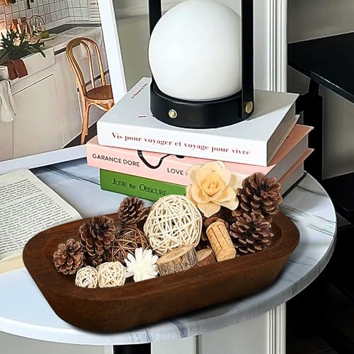 Royxen 8 Pack Wood Dough Bowl, Wooden Dough Bowls Paulownia, Rustic Bowl Vintage, Bowls for Candle (Brown, 9.7" x 6") - Image 4