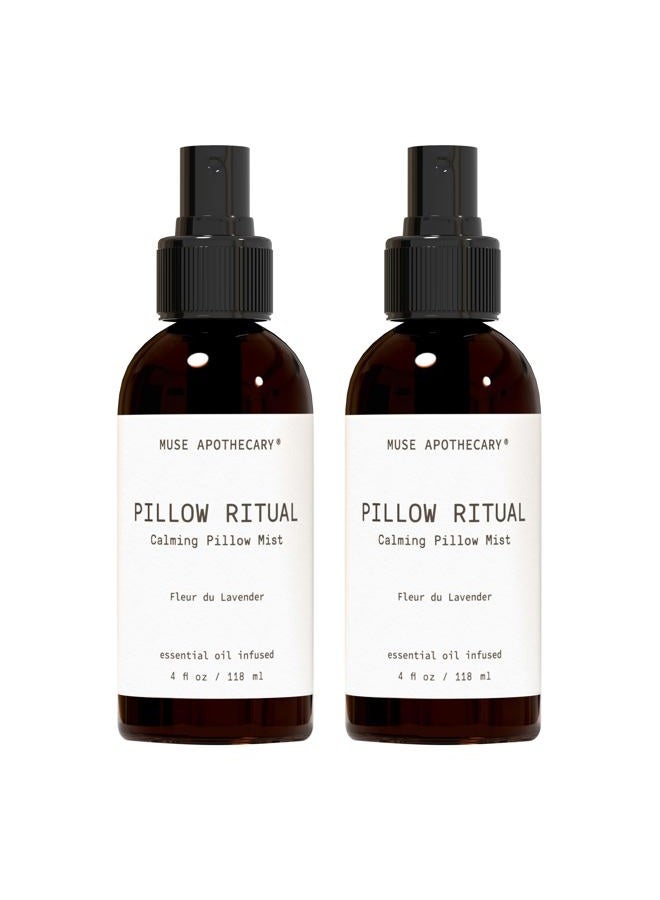 Muse Apothecary Pillow Ritual - Aromatic, Calming and Relaxing Pillow Mist, Linen and Fabric Spray - Infused with Natural Aromatherapy Essential Oils - 4 oz, Fleur du Lavender, 2 Pack  - Image 1