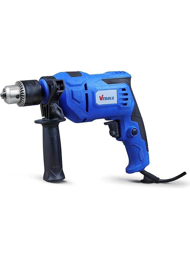 VTOOLS 500 Watt 13 Mm Electric Impact Drill For Wood Concrete And Metal Drilling Blue Vt1106 - Image 1