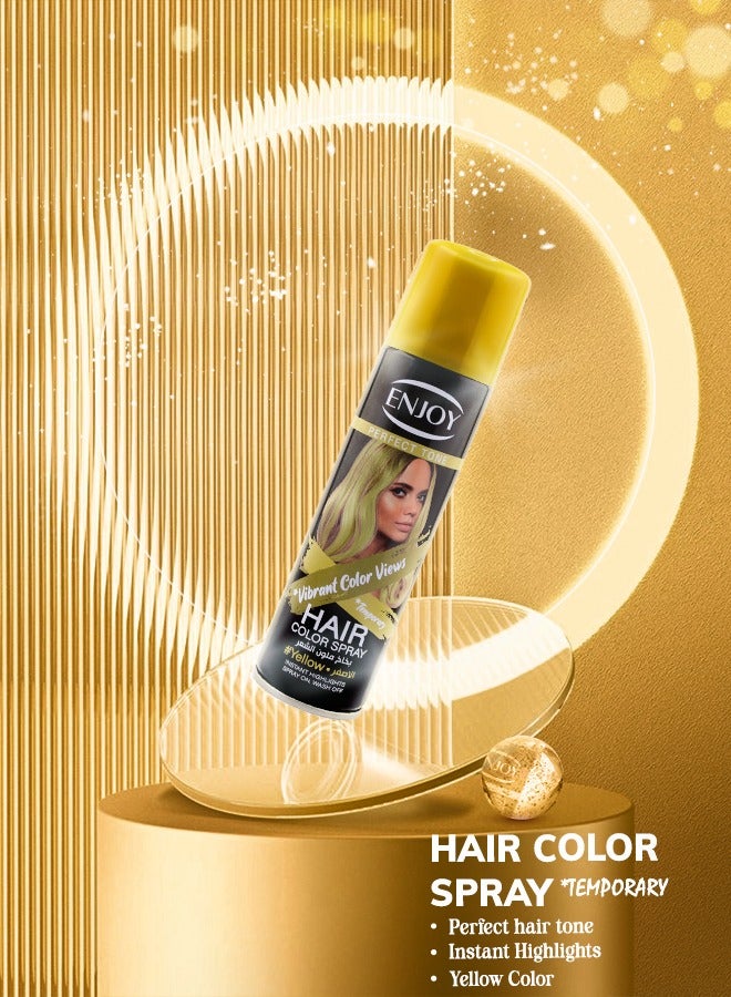 إنجوي ENJOY سبراي تلوين الشعر المؤقت – أصفر | لون حيوي قابل للغسل | 150 مل - Image 3