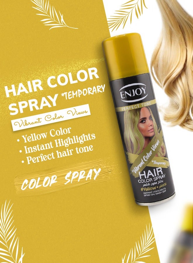 إنجوي ENJOY سبراي تلوين الشعر المؤقت – أصفر | لون حيوي قابل للغسل | 150 مل - Image 4