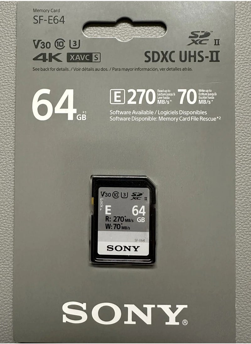 Sony Computer Entertainment بطاقة ذاكرة سوني سعة 64 جيجا بايت من سلسلة SF-E UHS-II SDXC  - Image 2