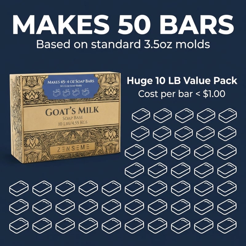 ZenseMe 10 LBS Goats Milk Soap Base | Melt and Pour Supplies Kit for Soap Making - SLS/SLES & PEG free | Gentle & Foamy Ingredients | Make Your Own Bulk For Adult Soapmaker - Easy to Cut - Image 4