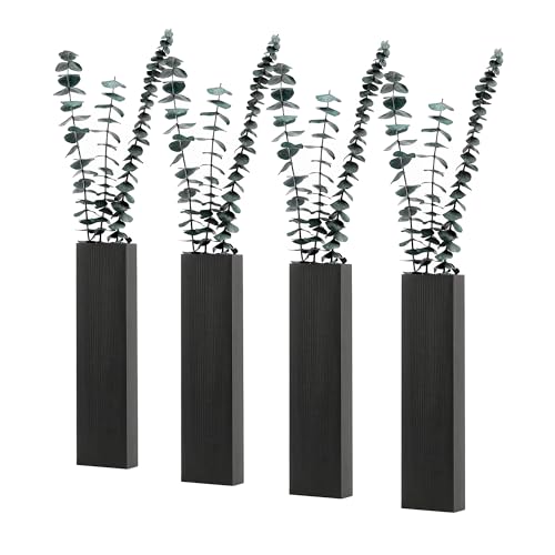 Rmeosye Wood Wall Planter 4 Pack Wall Decor for Artificial Flower Plants Wooden Plants Holders Wall Plant Pocket Vase Hanging for Living Room Bedroom Dining Room Bathroom Indoor Decroation Black - Image 1