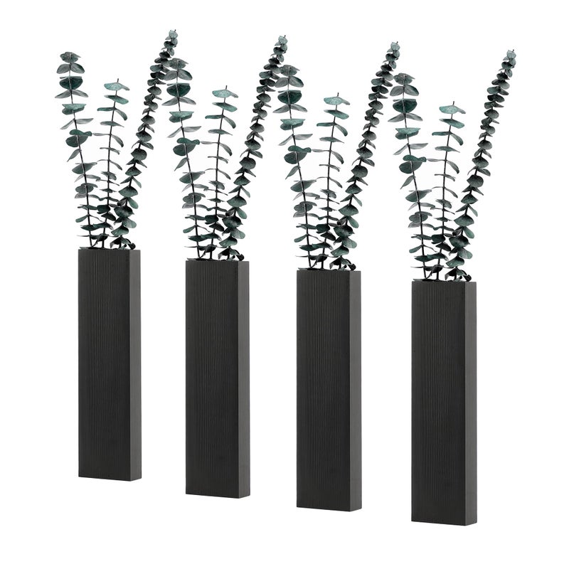 Rmeosye Wood Wall Planter 4 Pack Wall Decor for Artificial Flower Plants Wooden Plants Holders Wall Plant Pocket Vase Hanging for Living Room Bedroom Dining Room Bathroom Indoor Decroation Black - Image 2