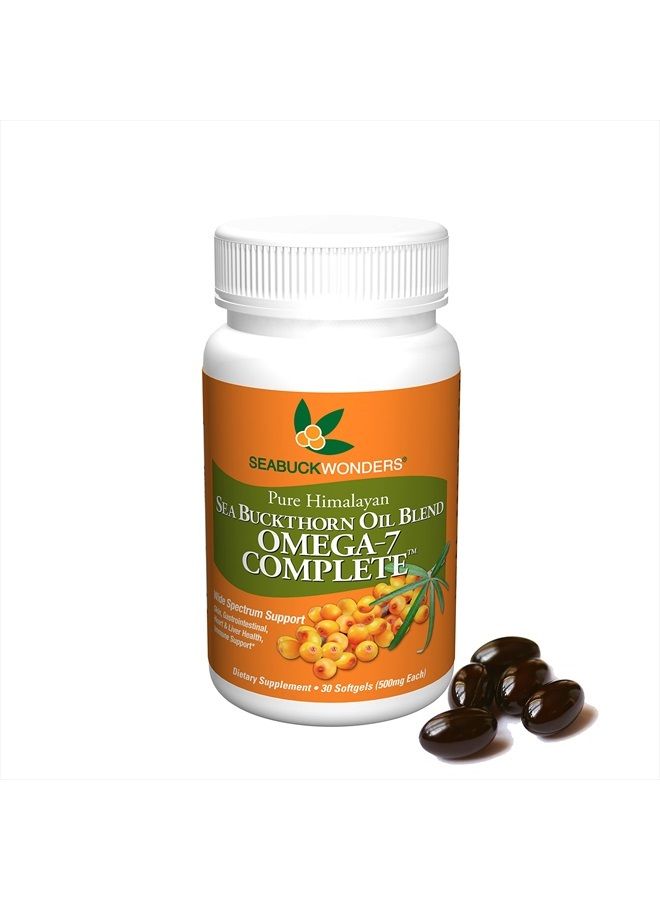 SEABUCKWONDERS سيبوك ووندرز أوميغا-7 كومبليت، مصنوع من زيت البحر النبق العضوي، 30 كبسولة لينة (500 ملغ لكل منها) - Image 1
