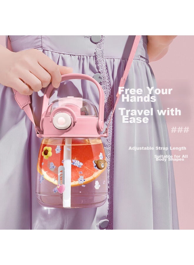 Vanow Large Capacity Water Bottle For Women, Stylish Straw Cup, Portable Sports Water Bottle For Children And Students, Plastic Cup - Image 3