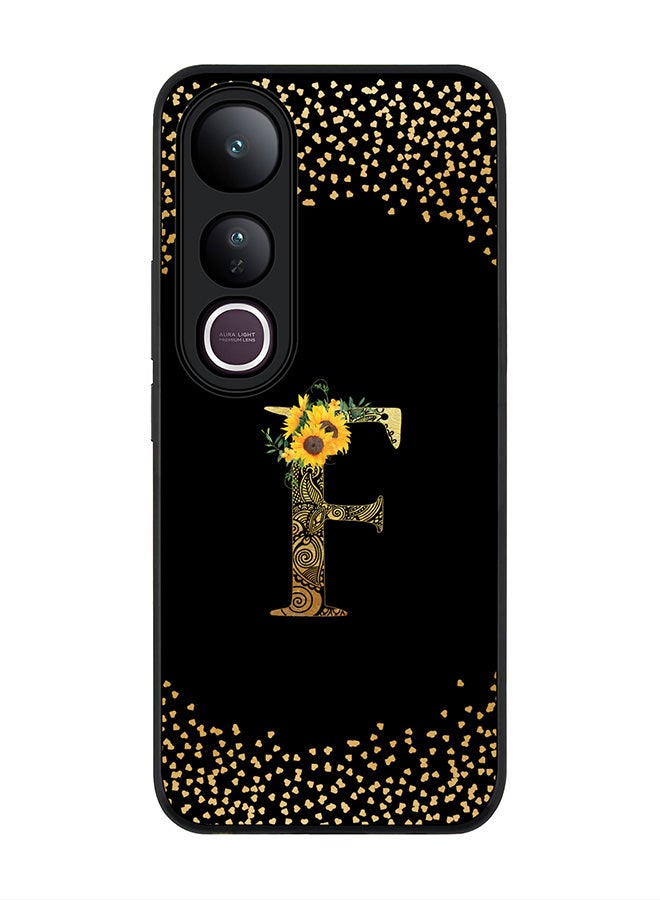 Stylizedd For vivo V50 Lite Case,Slim fit Camera Protection, Shockproof Thin Phone cover  - Custom Floral Monogram - F ( Black )
