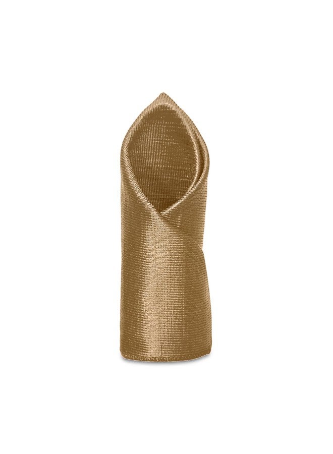 RANDOM STRIPE Necktie Set With Pocket Square & Lapel Double Chain Brooch Wedding Combo (Gold) - Image 3