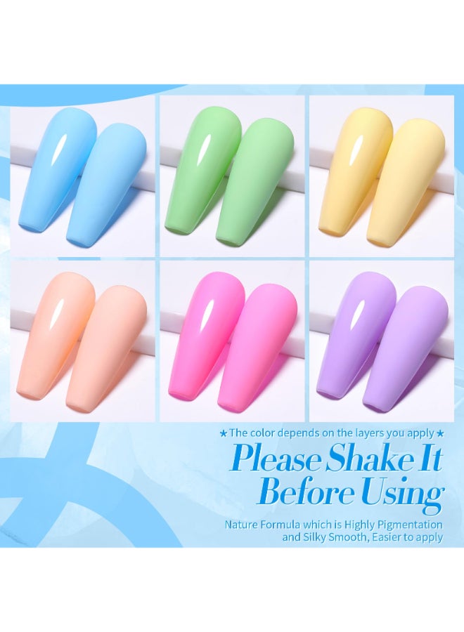 Born Pretty Pastel Gel Nail Polish Macaron Candy Sweet Color Gel Polish Spring Summer Gel Polish Nude Pink Yellow Purple Blue Green Colors Easter Collection Nail Art Gift Box 7ML 6PCS - Image 4