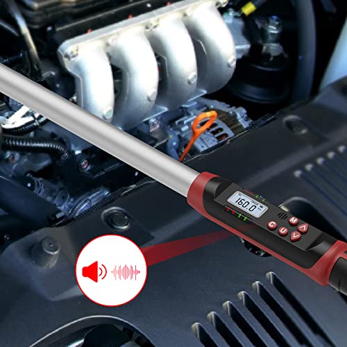 VANPO 1/2-Inch Drive Digital Torque Wrench(12.5-250.8 ft-lbs./17-340Nm), Accurate to ±2%, Electronic Torque Wrench Set with Buzzer & LED Indicator for Bike Moto Car - Image 5
