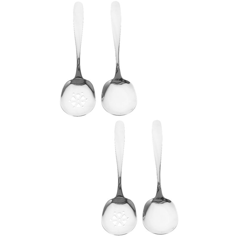 4 Pcs Large Serving Spoons for Buffet Slotted Utensil Daily Use Serving Spoon - Image 1
