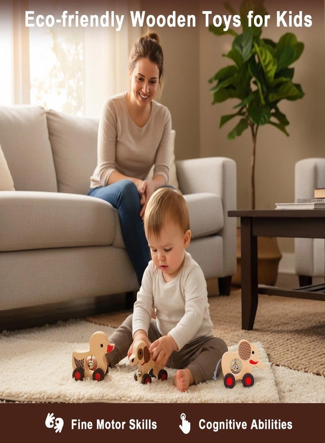 UDEAS Wooden Animal Rattle with Bell - Baby Toys 6-12 Months & Toddler Toys 1-3 Years | Montessori Sensory Shakers, Nursery Decor Gift Set (Dog, Duck, Elephant) - Image 2