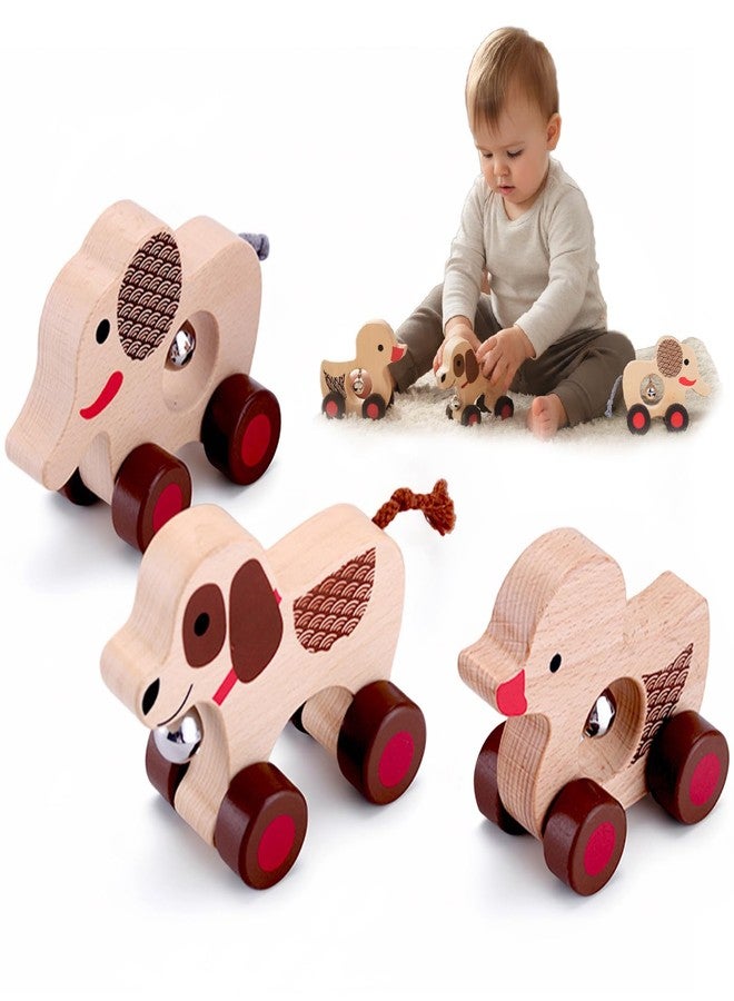 UDEAS Wooden Animal Rattle with Bell - Baby Toys 6-12 Months & Toddler Toys 1-3 Years | Montessori Sensory Shakers, Nursery Decor Gift Set (Dog, Duck, Elephant) - Image 1