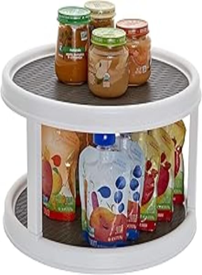 JRM 2-Layer 360° Rotating Organizer Tray Multi- Function Rotating Tray/Kitchen Organizer/Cosmetics Organize (White)