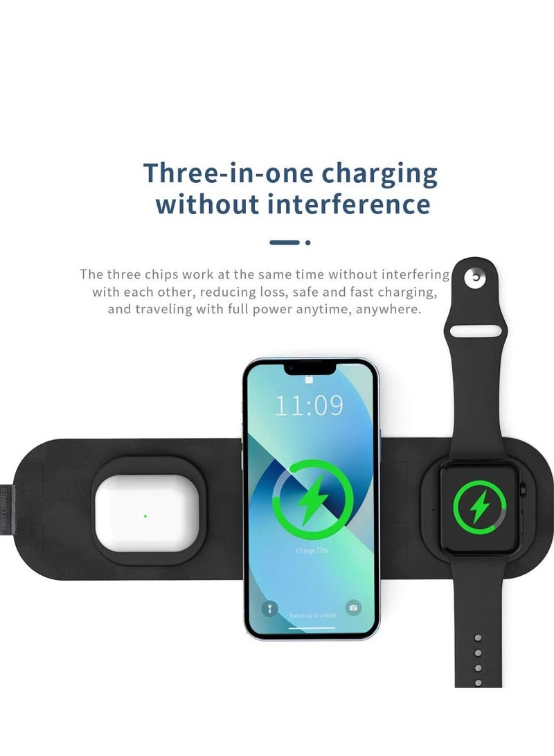 Excefore 3 in 1 Wireless Charger, Magnetic Foldable Charging Station, Fast Pad for Travel, Compatible with iPhone 14/Pro/Max/Plus/13/12 Series, 3/2/Pro, iWatch 7/6/5/4/3/2 - Image 3