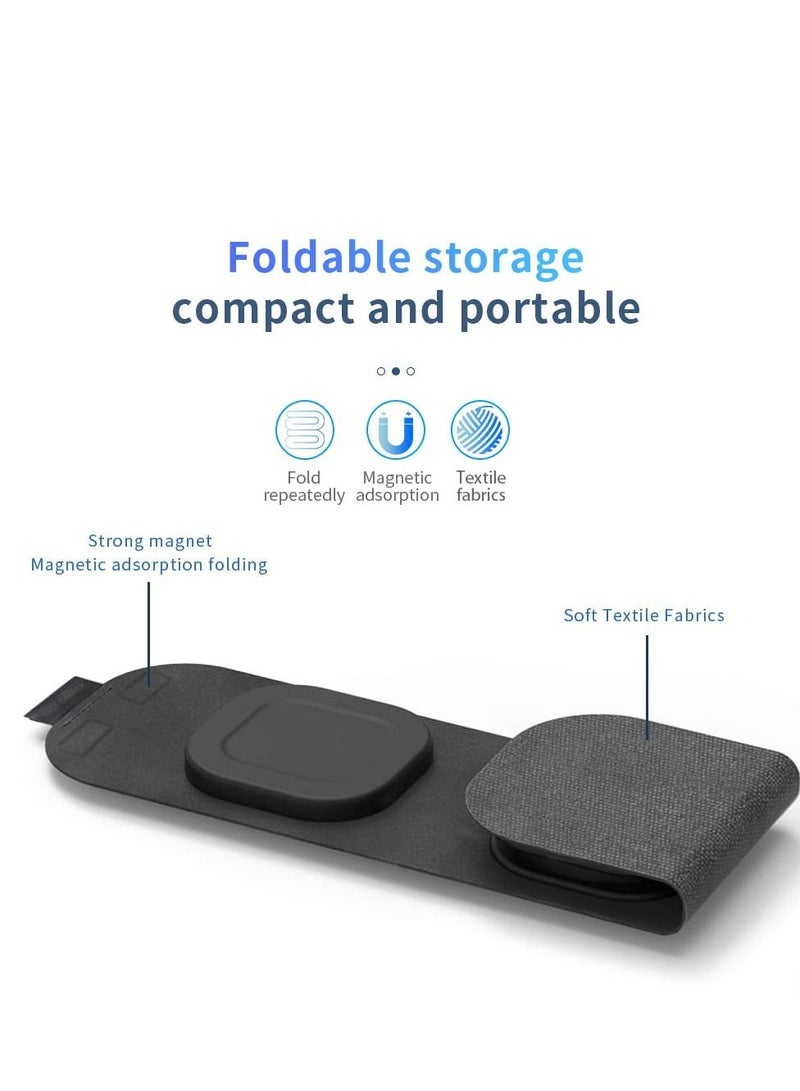 Excefore 3 in 1 Wireless Charger, Magnetic Foldable Charging Station, Fast Pad for Travel, Compatible with iPhone 14/Pro/Max/Plus/13/12 Series, 3/2/Pro, iWatch 7/6/5/4/3/2 - Image 4