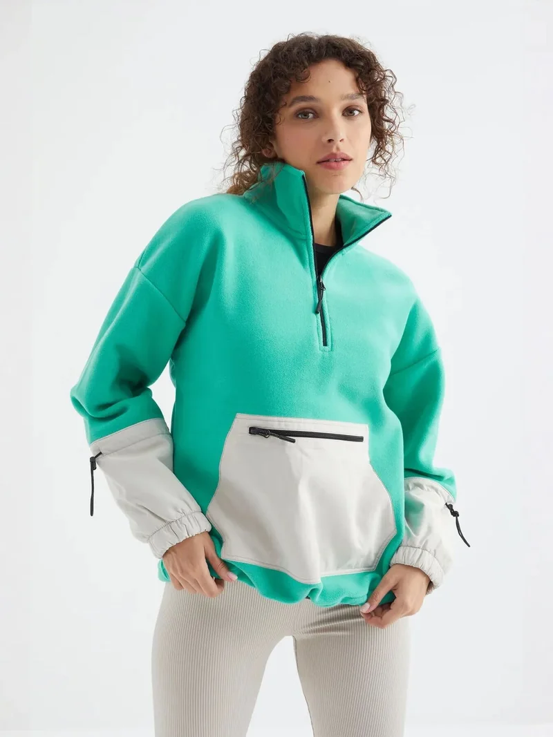 تومي لايف TOMMY Oversized Plush Half-Zip Sweatshirt