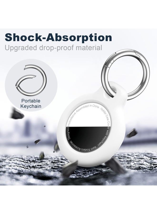 MOLOSLEEVE [4 Pack] for Airtag Holder Case with Keychain, Shockproof GPS Cover Anti-Scratch Key Chain, for Airtag Accessories for GPS Item Tracker Cases for Bags, Luggages, Black/Blue/White/Red - Image 5