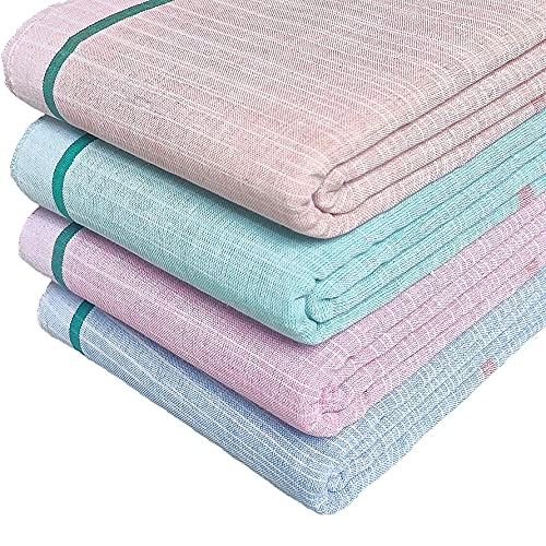Mk weaves 100% Cotton Towel Gamcha (300 GSM /31x66 Inches) for Men & Women Skin Friendly Shrink Proof Pack of 4 - Image 3
