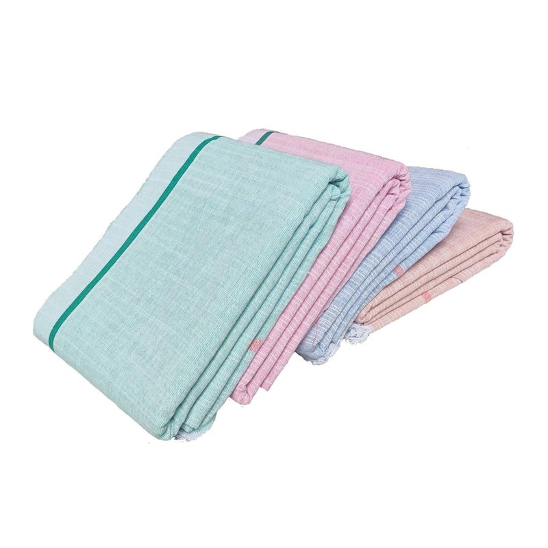 Mk weaves 100% Cotton Towel Gamcha (300 GSM /31x66 Inches) for Men & Women Skin Friendly Shrink Proof Pack of 4 - Image 4