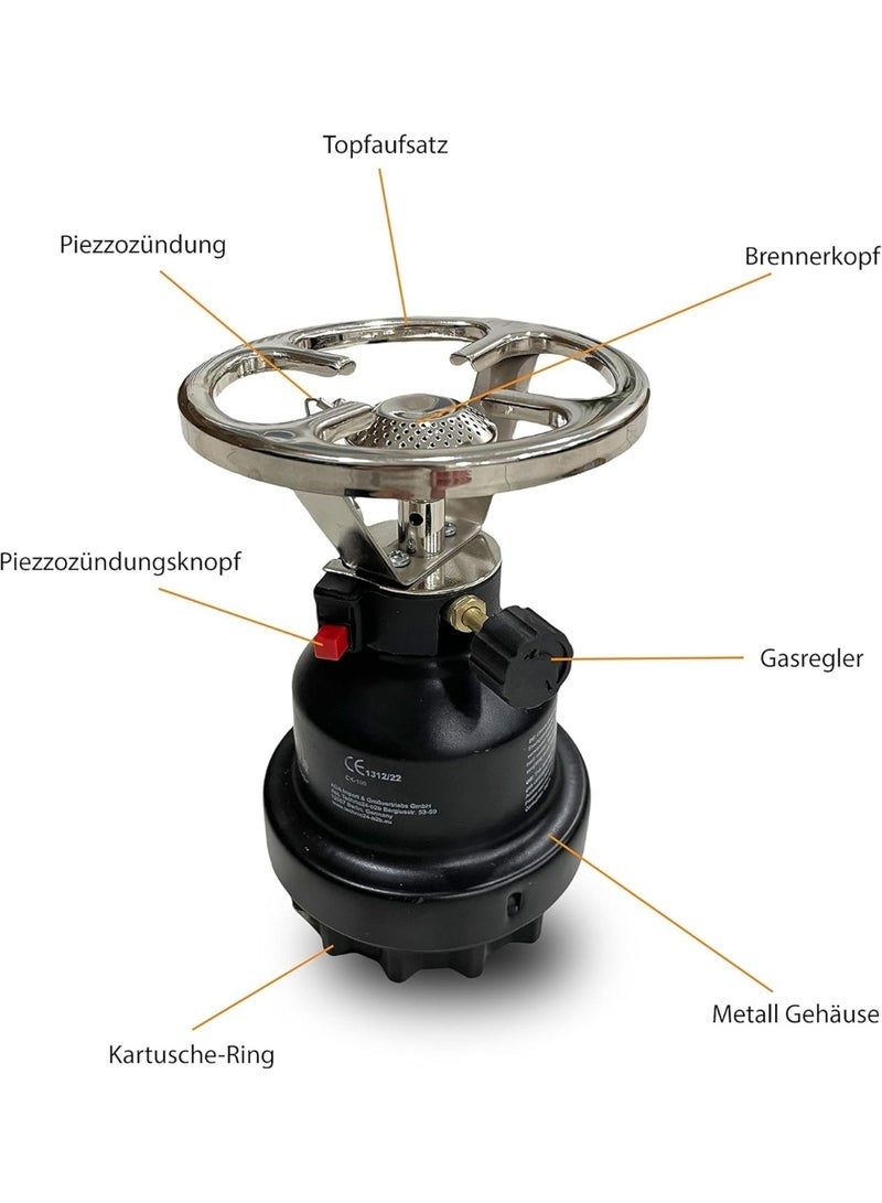 موقد غاز صغير الحجم محمول - موقد طبخ خارجي للسفر - لهب من الفولاذ المقاوم للصدأ - حامل أواني من الكروم - تصميم خفيف الوزن - غليان سريع للتخييم - Image 4
