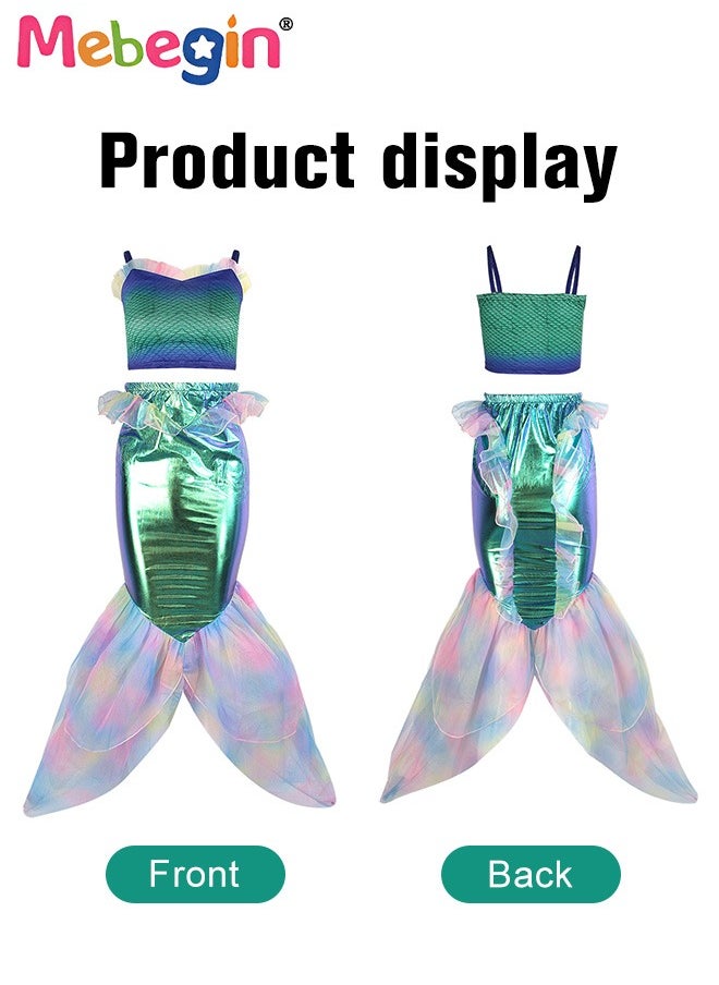 MEBEGIN - Girls Mermaid Costume, Beautiful 2-piece Mermaid Dress, Fancy Princess Dress Up, Glitter Cosplay Outfit with Bright Color and Laser Fabric, Suitable for Role-playing and Themed Parties - Image 1