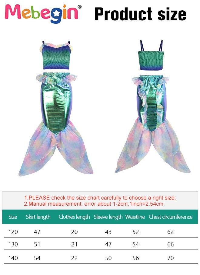 MEBEGIN - Girls Mermaid Costume, Beautiful 2-piece Mermaid Dress, Fancy Princess Dress Up, Glitter Cosplay Outfit with Bright Color and Laser Fabric, Suitable for Role-playing and Themed Parties - Image 1