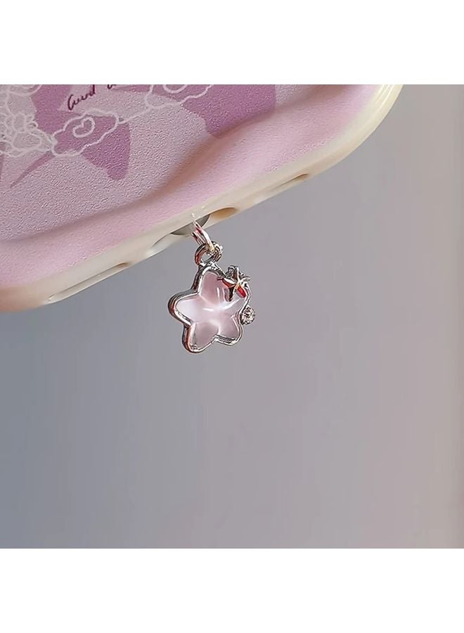 سدادة ثقوب هاتف من سبيكة مع زهور بيضاء شفافة لهواتف آيفون 5 إلى 14 برو ماكس - Image 4