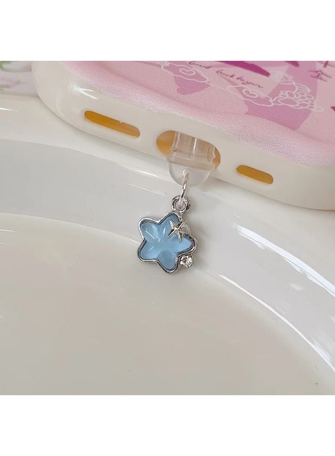 سدادة ثقوب هاتف من سبيكة مع زهور بيضاء شفافة لهواتف آيفون 5 إلى 14 برو ماكس - Image 5