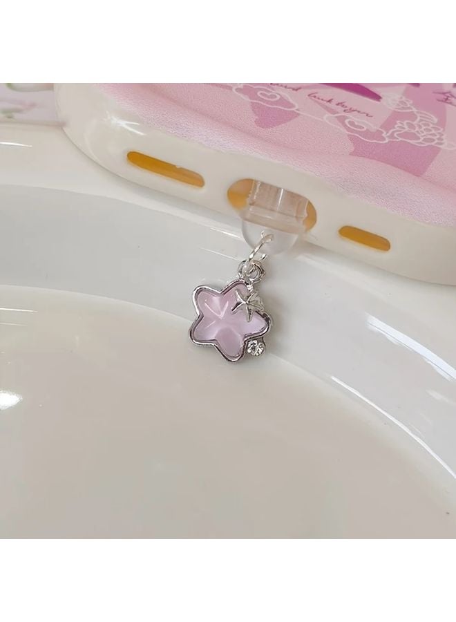 سدادة ثقوب هاتف من سبيكة مع زهور بيضاء شفافة لهواتف آيفون 5 إلى 14 برو ماكس - Image 2