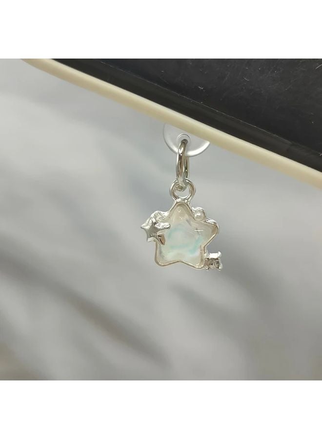 سدادة ثقوب هاتف من سبيكة مع زهور بيضاء شفافة لهواتف آيفون 5 إلى 14 برو ماكس - Image 1