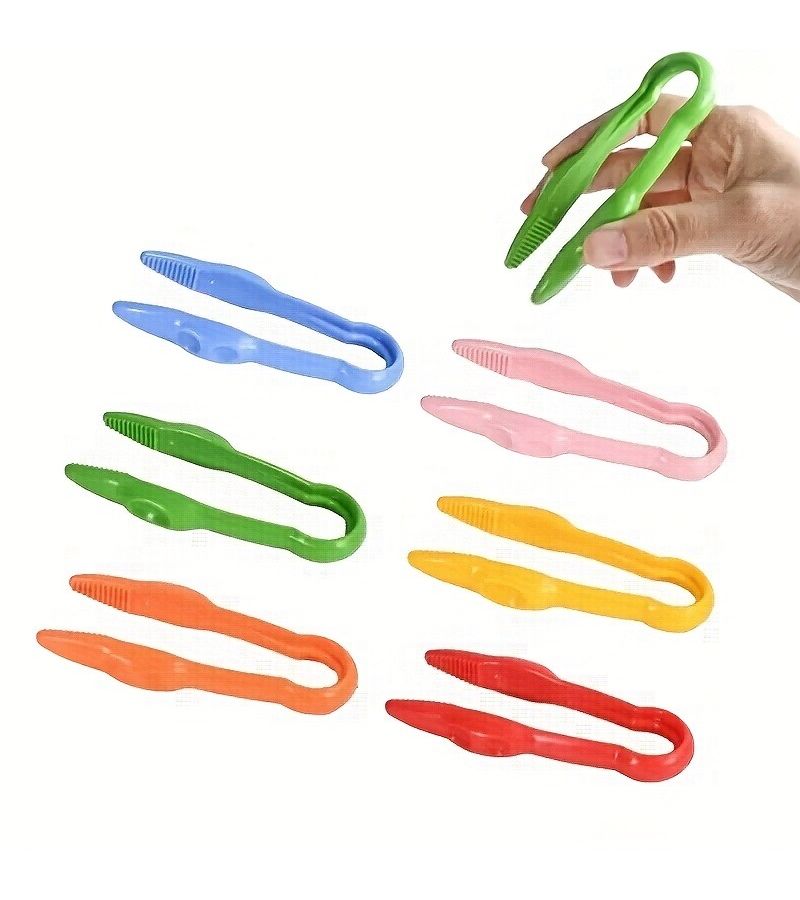 10 Random Colors Fine Motor Tools Tip Tweezers Colored Clips Plastic Tweezers - Image 2