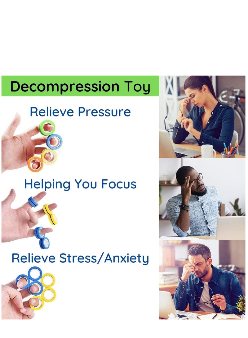 Zikra Fingears Magnetic Rings Fidget Spinner Toy Stress, Anxiety Relief Magnetic Spinner Ring - Green 3pcs - Image 5