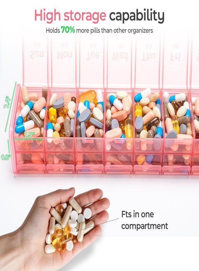 Daviky Extra Large Weekly Pill Organizer 2 Times a Day, XXL Pill Box 7 Day with AM PM Large Compartments, BPA-Free Daily Medicine Case, Jumbo Pill Holder for Fish Oils, Vitamins & Supplements - Image 3