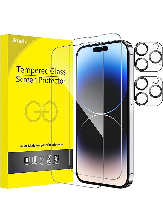 جي تيك واقي شاشة التغطية الكاملة لـ iPhone 14 Pro 6.1 بوصة مع واقي عدسة الكاميرا ، وفيلم زجاجي مقسى ، واضحة ، و 2 عبوة لكل منهما - Image 1