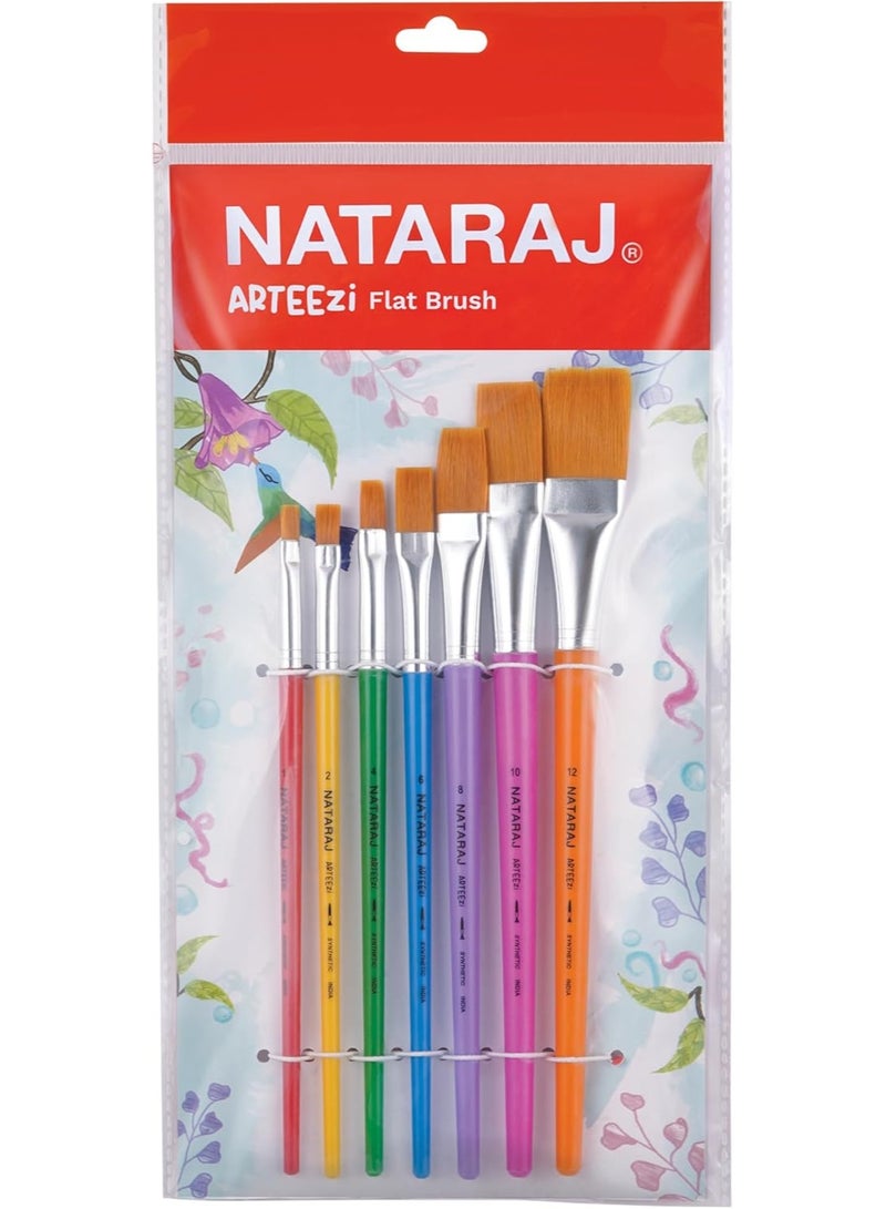 Nataraj Arteezi Flat Brushes – 7 Pieces for Painting & Crafts - Image 2