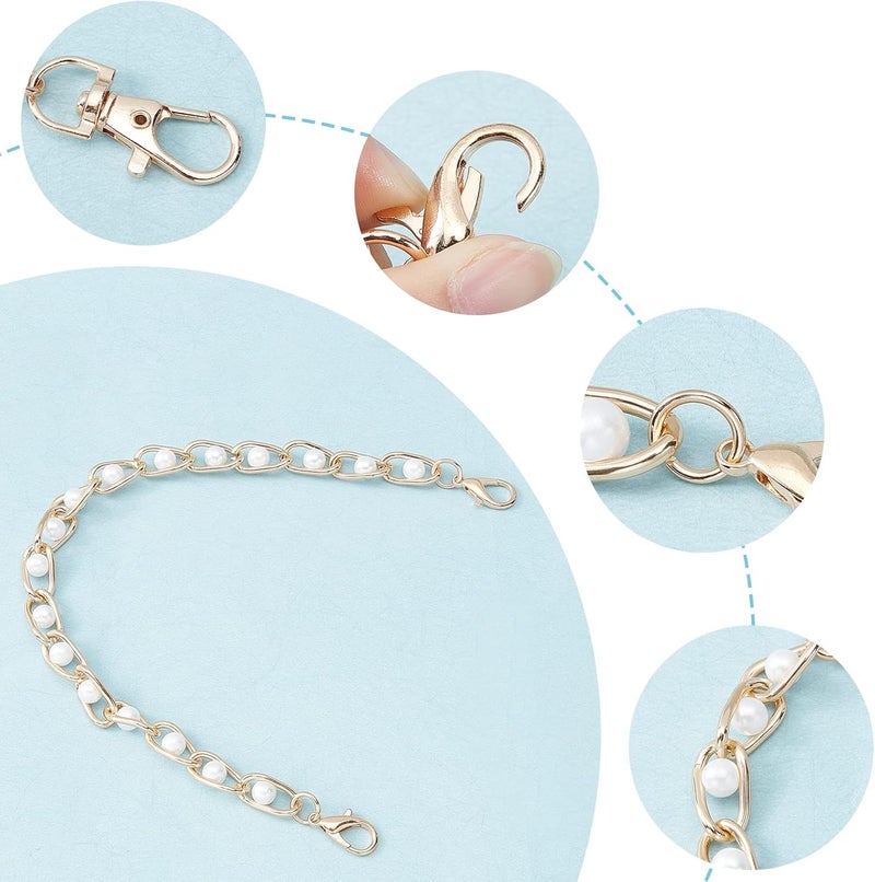 comfrt 3 Styles Purse Bag Handle Chain, Pearl Bead Handbag Strap Extender Leather Short Replacement Clutches Handles 10.6/13.6/14.1 Inch Shoulder Bag Decoration Chain Crossbody Charms Accessories - Image 5