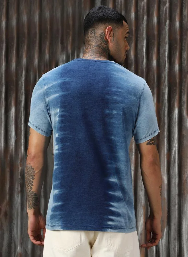 HIGH STAR Men’s Regular Fit Mid Blue T-shirts – Stylish and Casual
