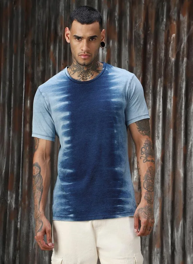 HIGH STAR Men’s Regular Fit Mid Blue T-shirts – Stylish and Casual