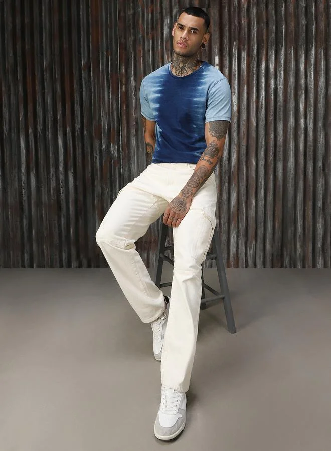 HIGH STAR Men’s Regular Fit Mid Blue T-shirts – Stylish and Casual