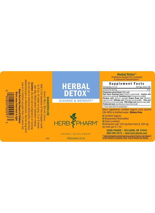 HERB PHARM - Liquid Herbal Detox Formula for Cleansing and Detoxification - 4 Ounce - Image 1