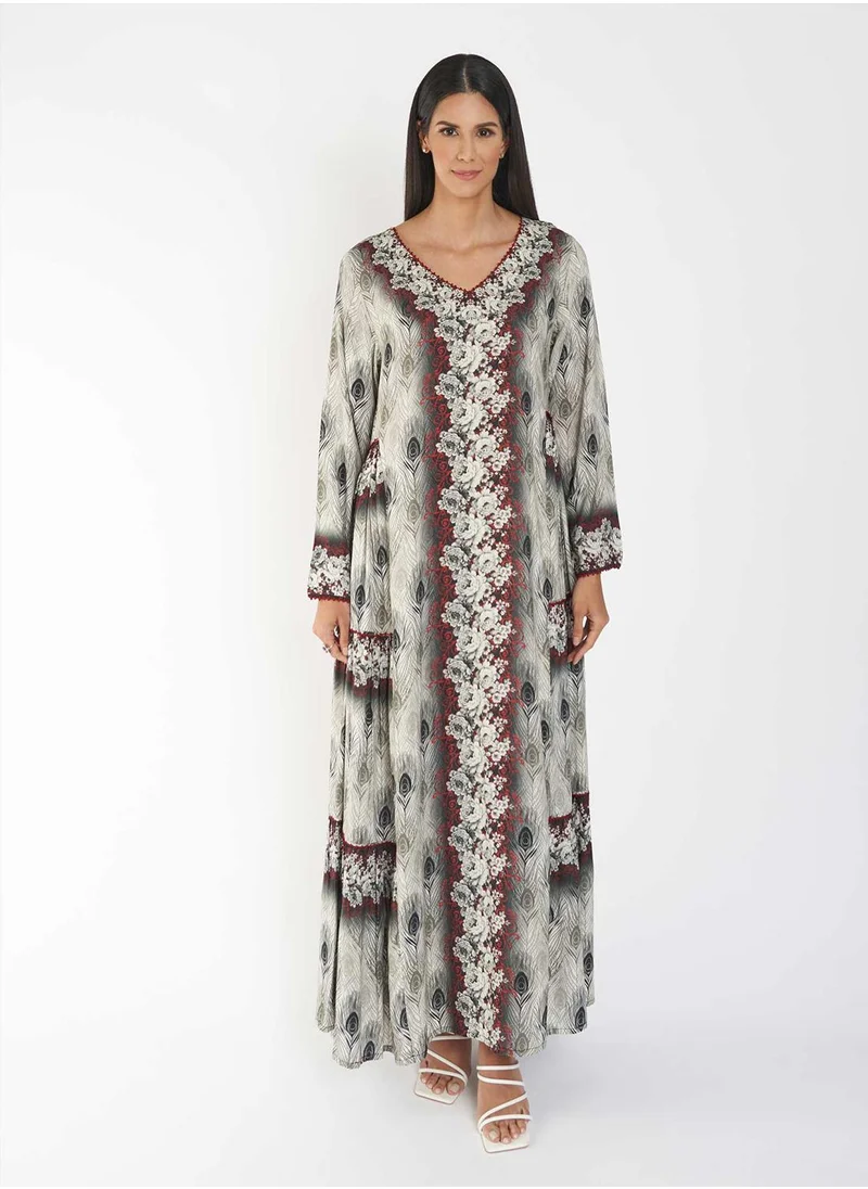 KASHKHA Digital Printed Tiered Jalabiya